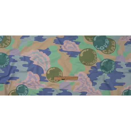 Stretch Cotton Poplin Print - Purple and Green Clouds and Bubbles - Mood Exclusive Buttoned Up