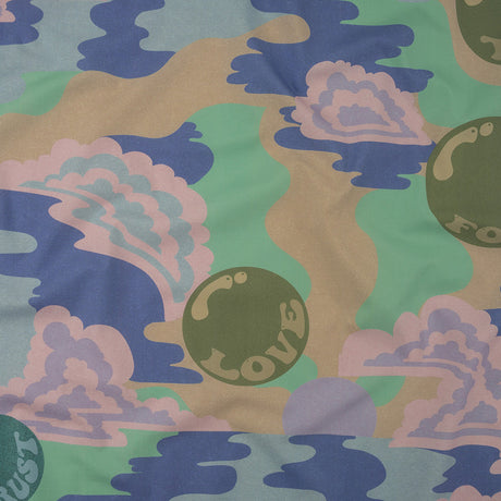 Stretch Cotton Poplin Print - Purple and Green Clouds and Bubbles - Mood Exclusive Buttoned Up