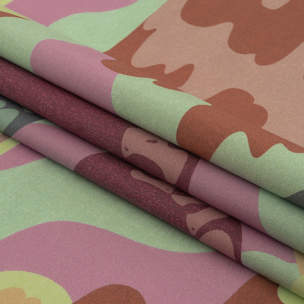 Stretch Cotton Poplin Print - Pink and Yellow Clouds and Bubbles - Mood Exclusive Buttoned Up