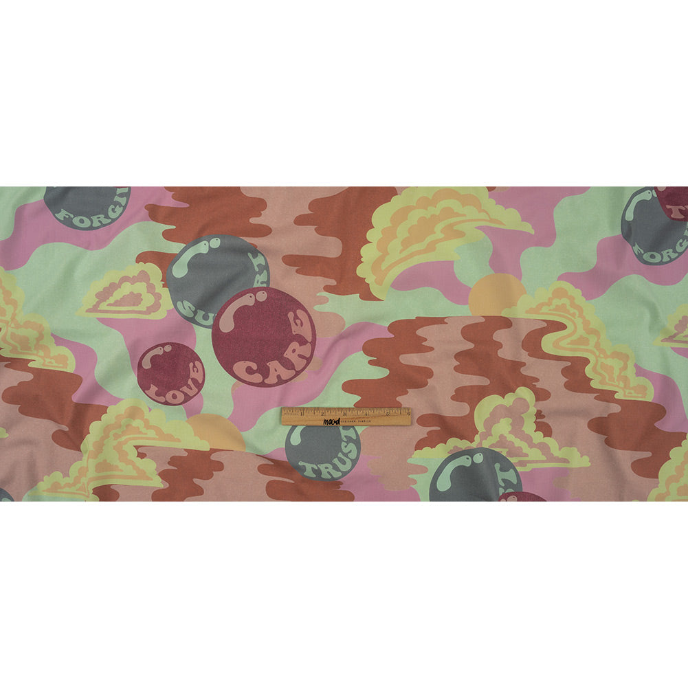Stretch Cotton Poplin Print - Pink and Yellow Clouds and Bubbles - Mood Exclusive Buttoned Up
