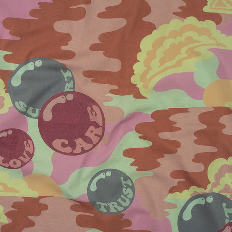 Stretch Cotton Poplin Print - Pink and Yellow Clouds and Bubbles - Mood Exclusive Buttoned Up