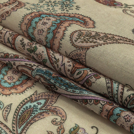 Cotton Gauze - Beige and Pink Paisley - Mood Exclusive Ask Alice Print