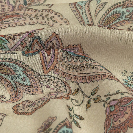 Cotton Gauze - Beige and Pink Paisley - Mood Exclusive Ask Alice Print