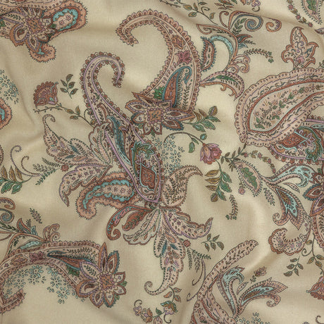 Cotton Gauze - Beige and Pink Paisley - Mood Exclusive Ask Alice Print