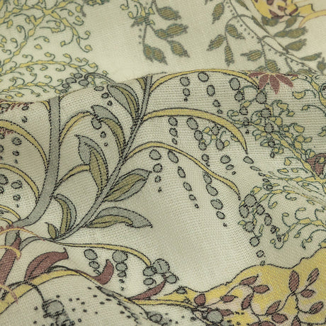 Cotton Gauze - Tea Green Plants and Florals - Mood Exclusive Storybook Illustrations Print