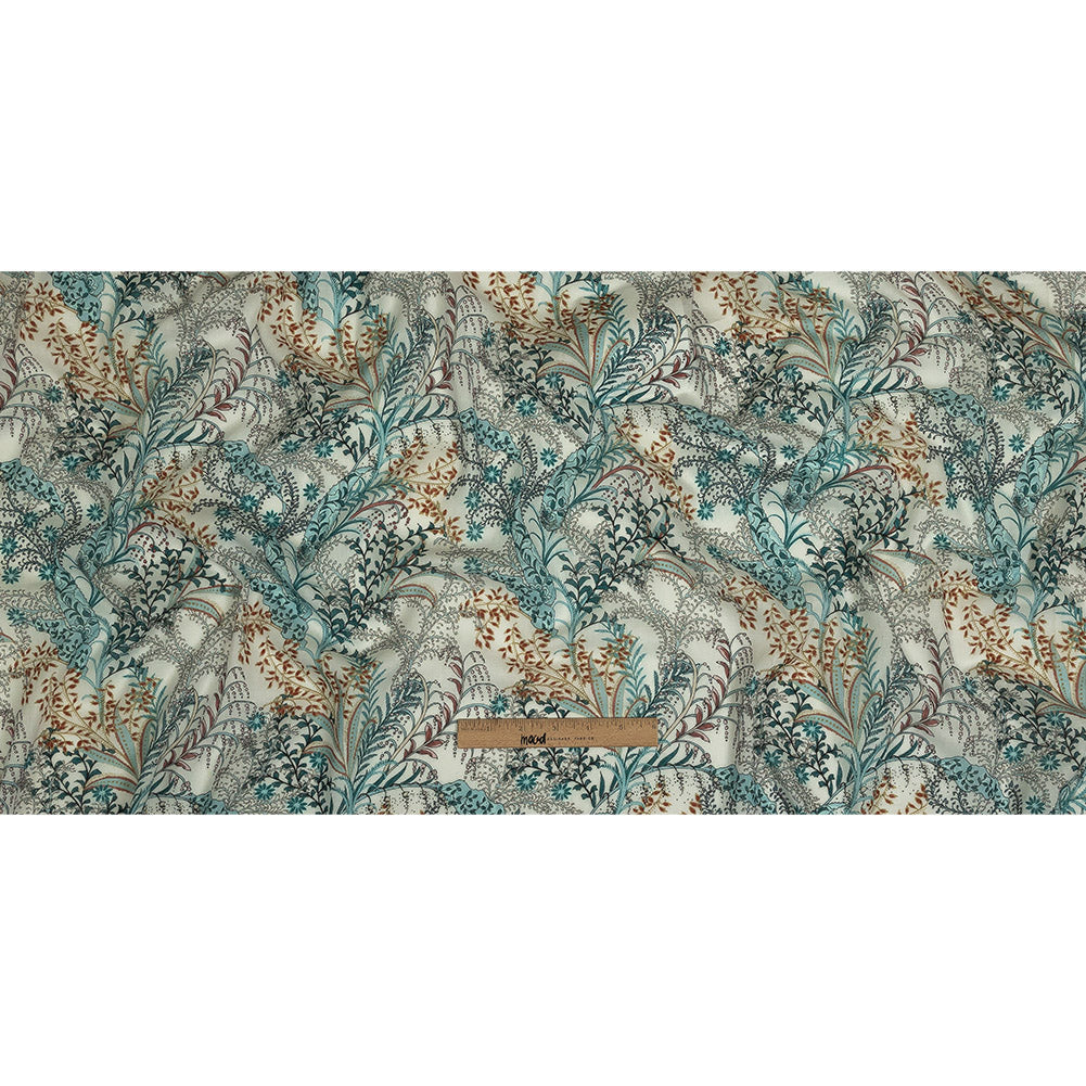 Cotton Gauze - Blue Plants and Florals - Mood Exclusive Storybook Illustrations Print