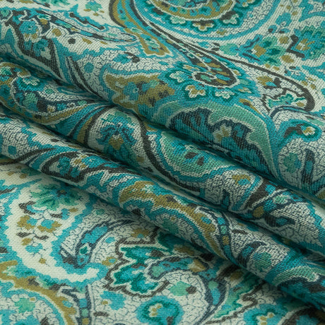 Cotton Gauze - Aqua Jacobean Paisley - Mood Exclusive Hypnotize Me Print