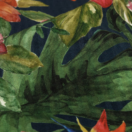 Cotton and Viscose Striped Seersucker Print - Navy, Red and Green Floral - Mood Exclusive Crusoe's Cabana
