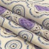 Viscose and Linen Woven Print - Blue and Purple Tiles - Mood Exclusive Alhambra