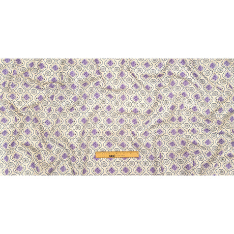 Viscose and Linen Woven Print - Blue and Purple Tiles - Mood Exclusive Alhambra