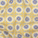 Viscose and Linen Woven Print - Violet Storm and Yellow Floral Tiles - Mood Exclusive Sao Bento