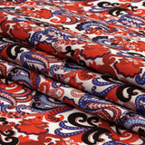 Red, White and Blue Paisley Cotton Sateen