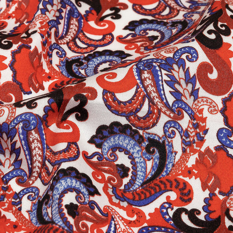 Red, White and Blue Paisley Cotton Sateen