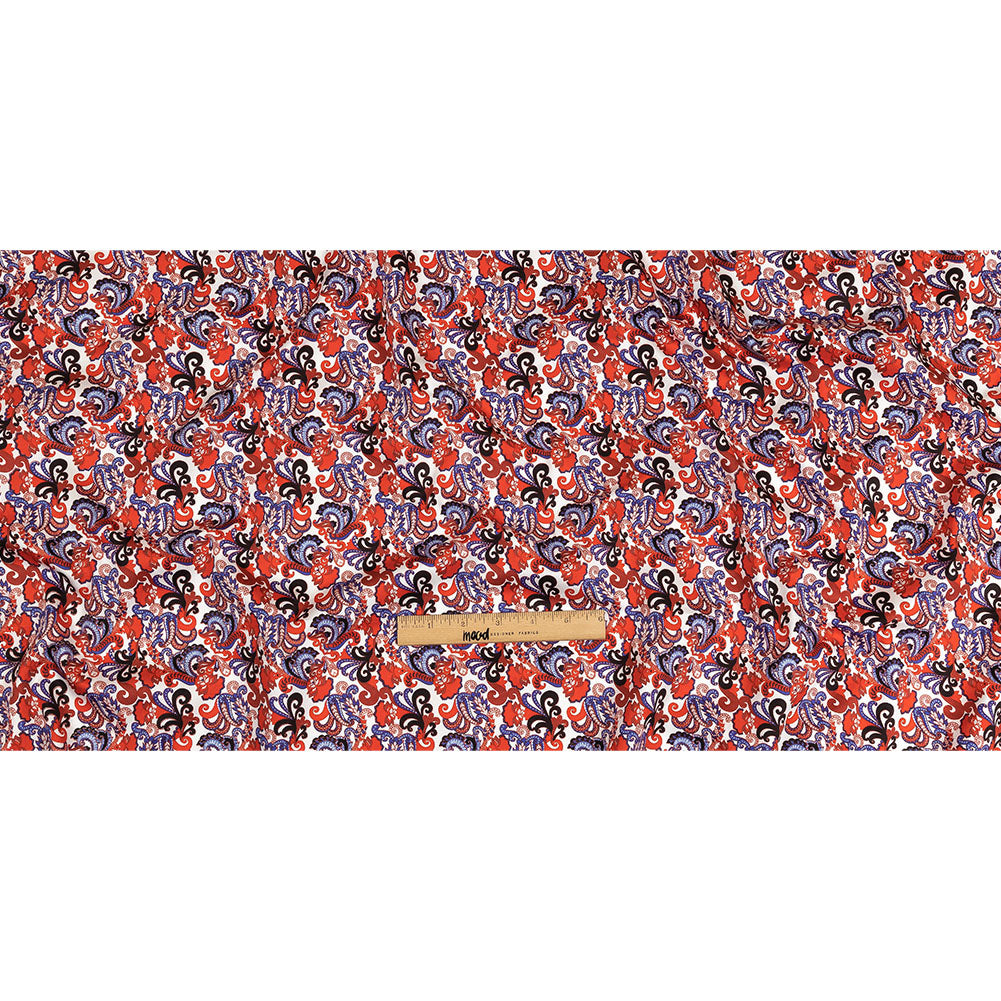 Red, White and Blue Paisley Cotton Sateen