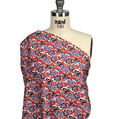 Red, White and Blue Paisley Cotton Sateen