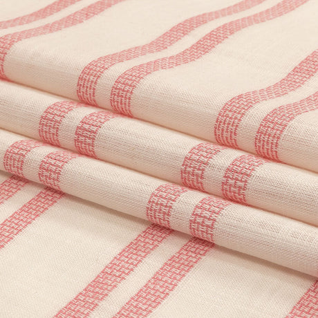 Pink and White Textural Stripes Slubbed Cotton Woven