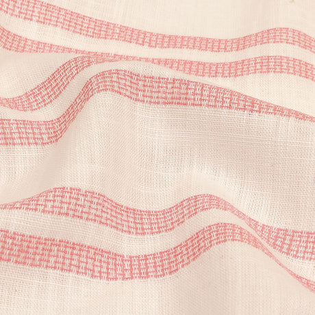 Pink and White Textural Stripes Slubbed Cotton Woven