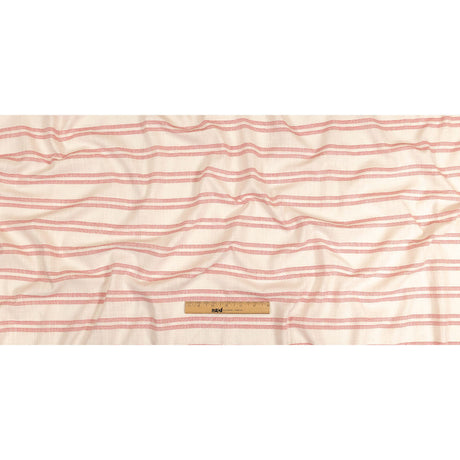 Pink and White Textural Stripes Slubbed Cotton Woven