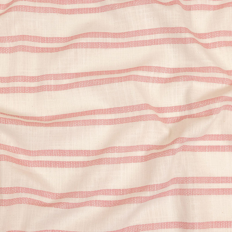 Pink and White Textural Stripes Slubbed Cotton Woven