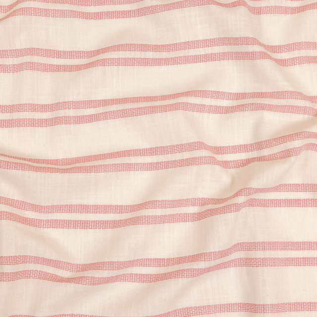 Pink and White Textural Stripes Slubbed Cotton Woven
