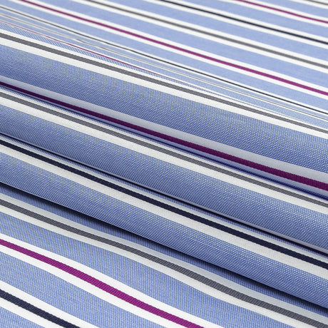 Grapemist, Purple and Stormy Weather Halo Stripes Cotton Shirting