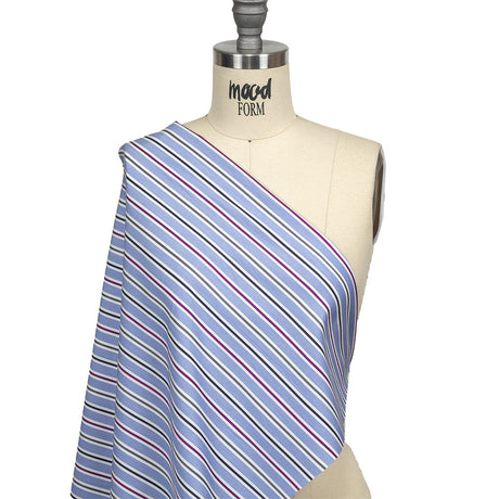 Grapemist, Purple and Stormy Weather Halo Stripes Cotton Shirting