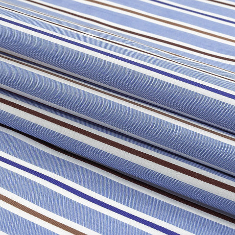 Grapemist, Raw Umber and White Halo Stripes Cotton Shirting