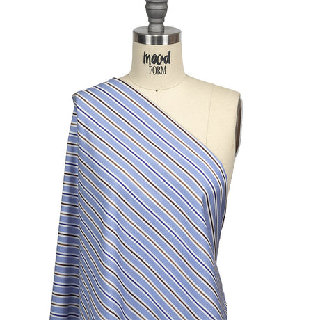 Grapemist, Raw Umber and White Halo Stripes Cotton Shirting