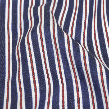 Blue, Red and White Halo Stripes Twill Cotton Shirting
