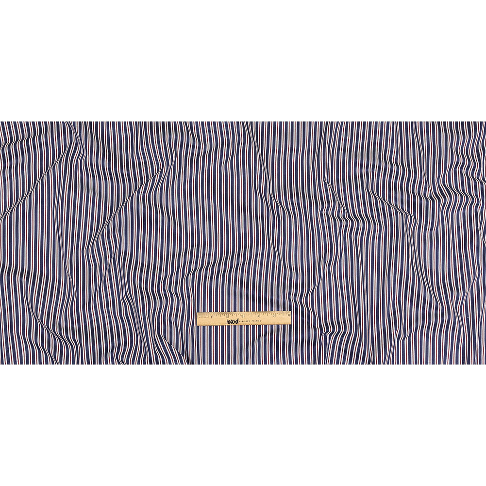 Blue, Red and White Halo Stripes Twill Cotton Shirting