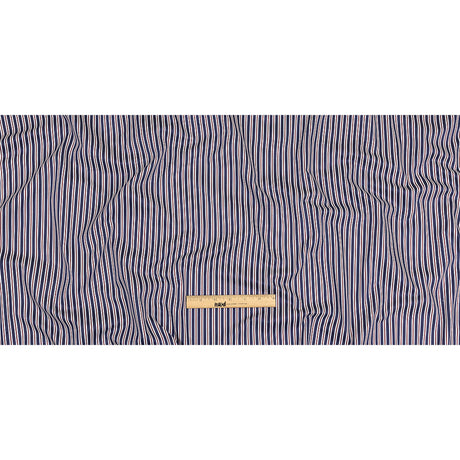 Blue, Red and White Halo Stripes Twill Cotton Shirting