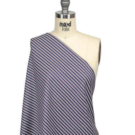 Blue, Red and White Halo Stripes Twill Cotton Shirting