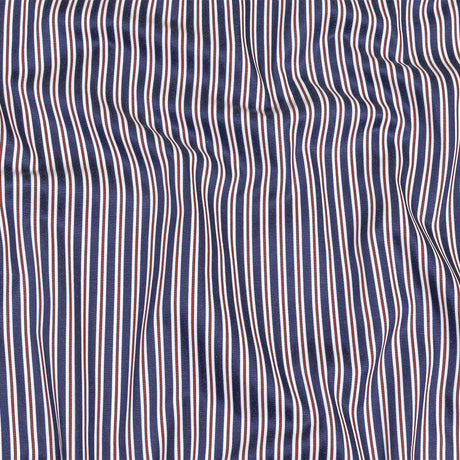 Blue, Red and White Halo Stripes Twill Cotton Shirting