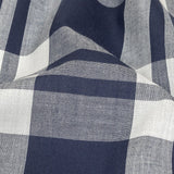 Navy and White Plaid Cotton Shirting