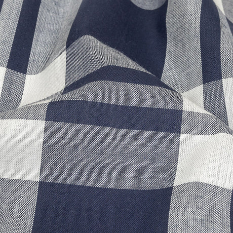 Navy and White Plaid Cotton Shirting