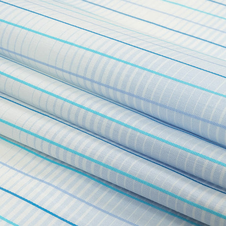 Blue, Aqua and White Gradient Pinstripes Cotton Shirting