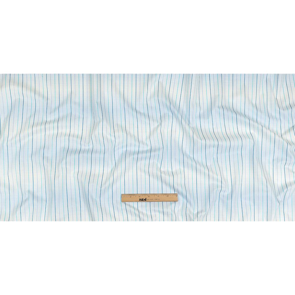 Blue, Aqua and White Gradient Pinstripes Cotton Shirting