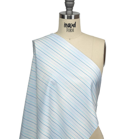 Blue, Aqua and White Gradient Pinstripes Cotton Shirting