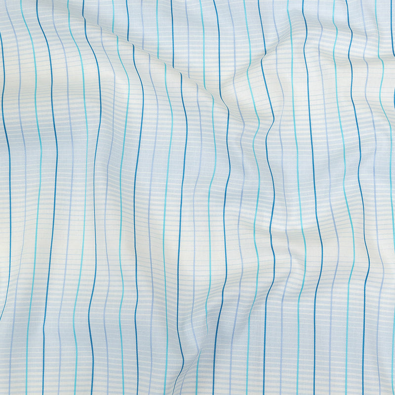Blue, Aqua and White Gradient Pinstripes Cotton Shirting