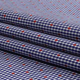 Red, White and Blue Checked Diamond Dots Cotton Jacquard
