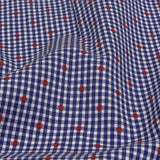 Red, White and Blue Checked Diamond Dots Cotton Jacquard