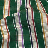 Green, Purple and Yellow Subtle Plaid Stripes Cotton Shirting