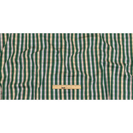 Green, Purple and Yellow Subtle Plaid Stripes Cotton Shirting