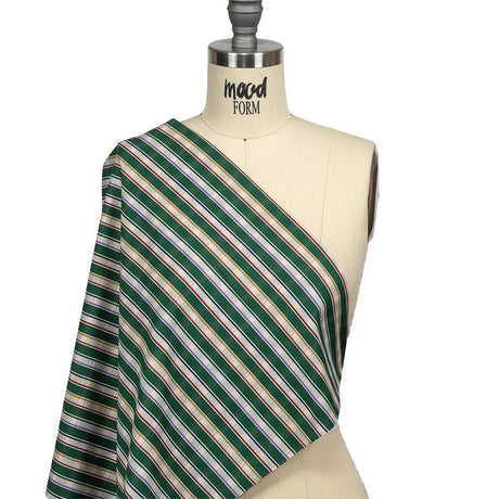 Green, Purple and Yellow Subtle Plaid Stripes Cotton Shirting