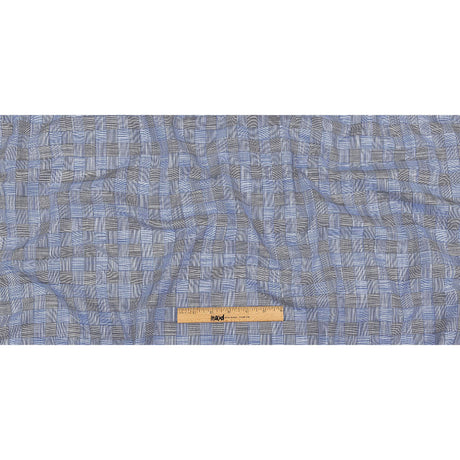 Blue, Star White and Caviar Basketweave Slubbed Cotton Woven