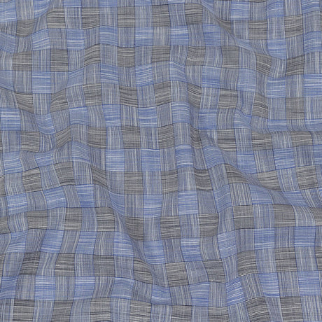 Blue, Star White and Caviar Basketweave Slubbed Cotton Woven