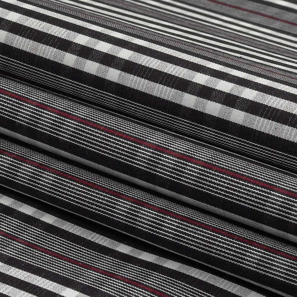 Black Onyx, Red and White Subtle Plaid Cotton Poplin