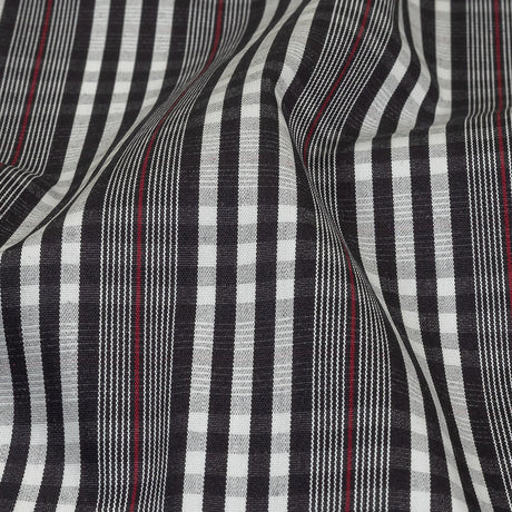 Black Onyx, Red and White Subtle Plaid Cotton Poplin