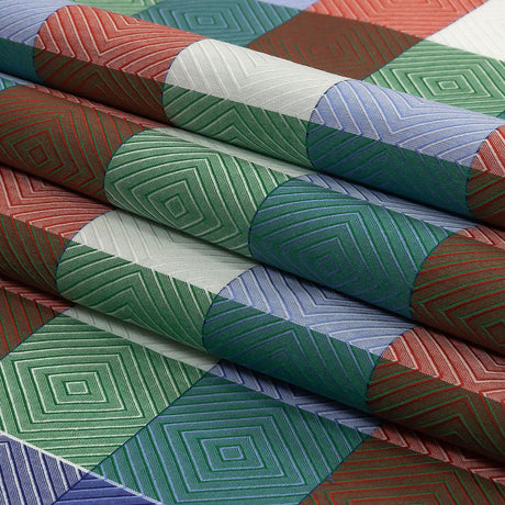 Red, Blue and Green Diamonds in Checks Cotton Jacquard Shirting