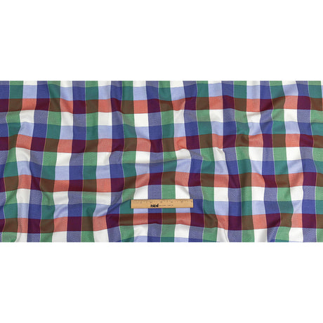 Red, Blue and Green Diamonds in Checks Cotton Jacquard Shirting